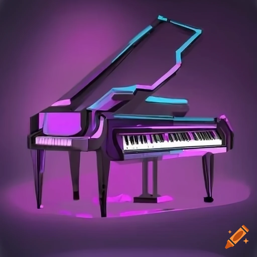 Futuristic purple piano