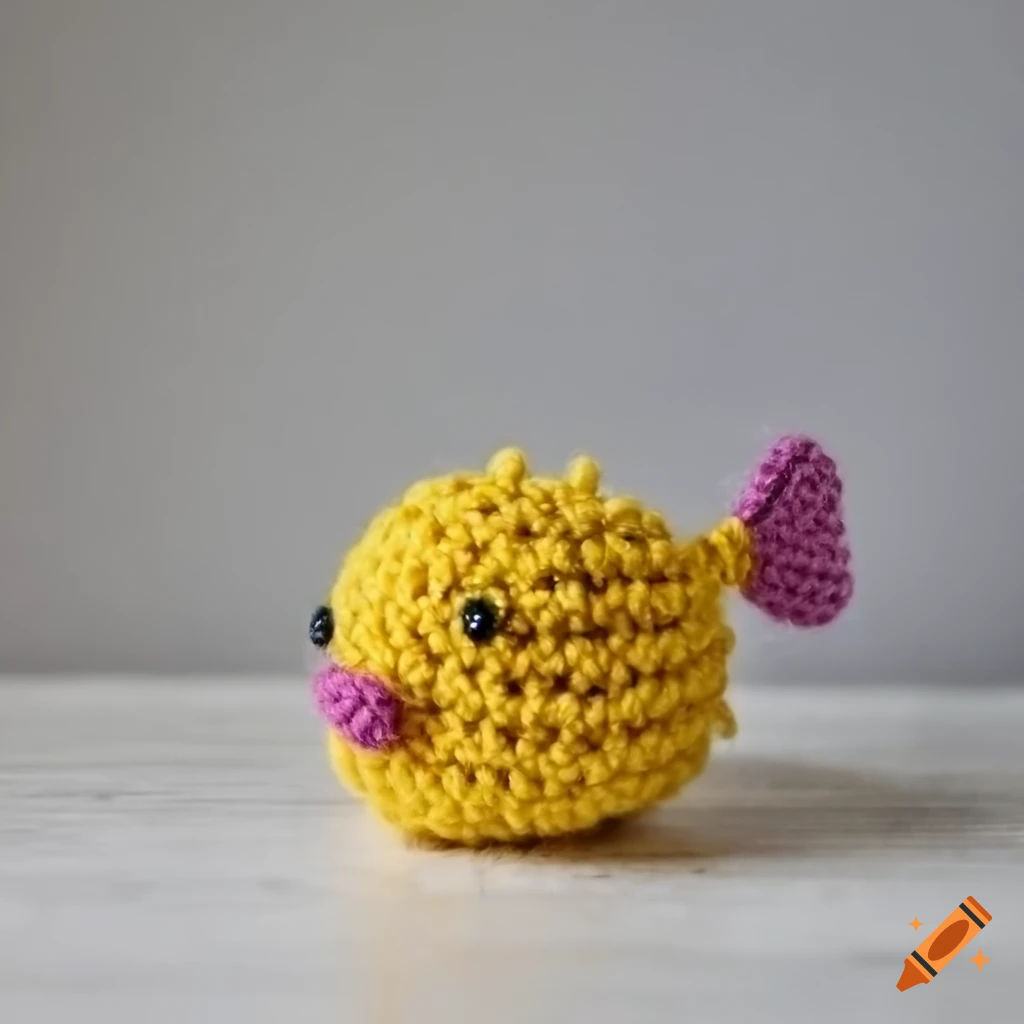 product photo of a puffer fish amigurumi
