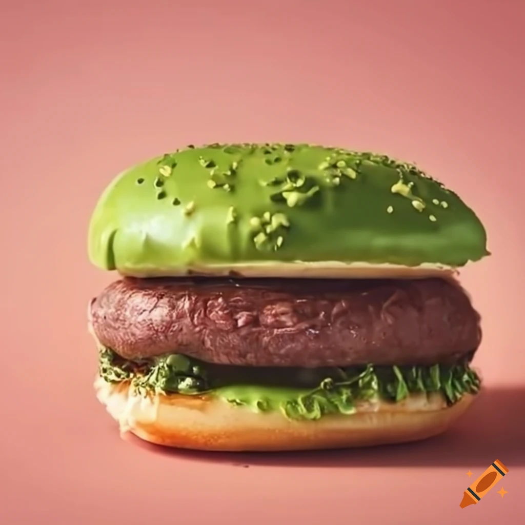 Delicious matcha dessert with donut and beef burger on Craiyon