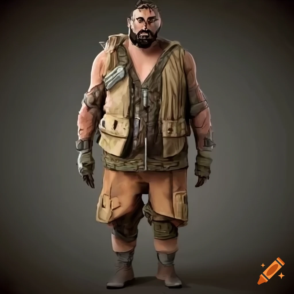 Illustration of a rugged male survivor in a post-apocalyptic world on ...