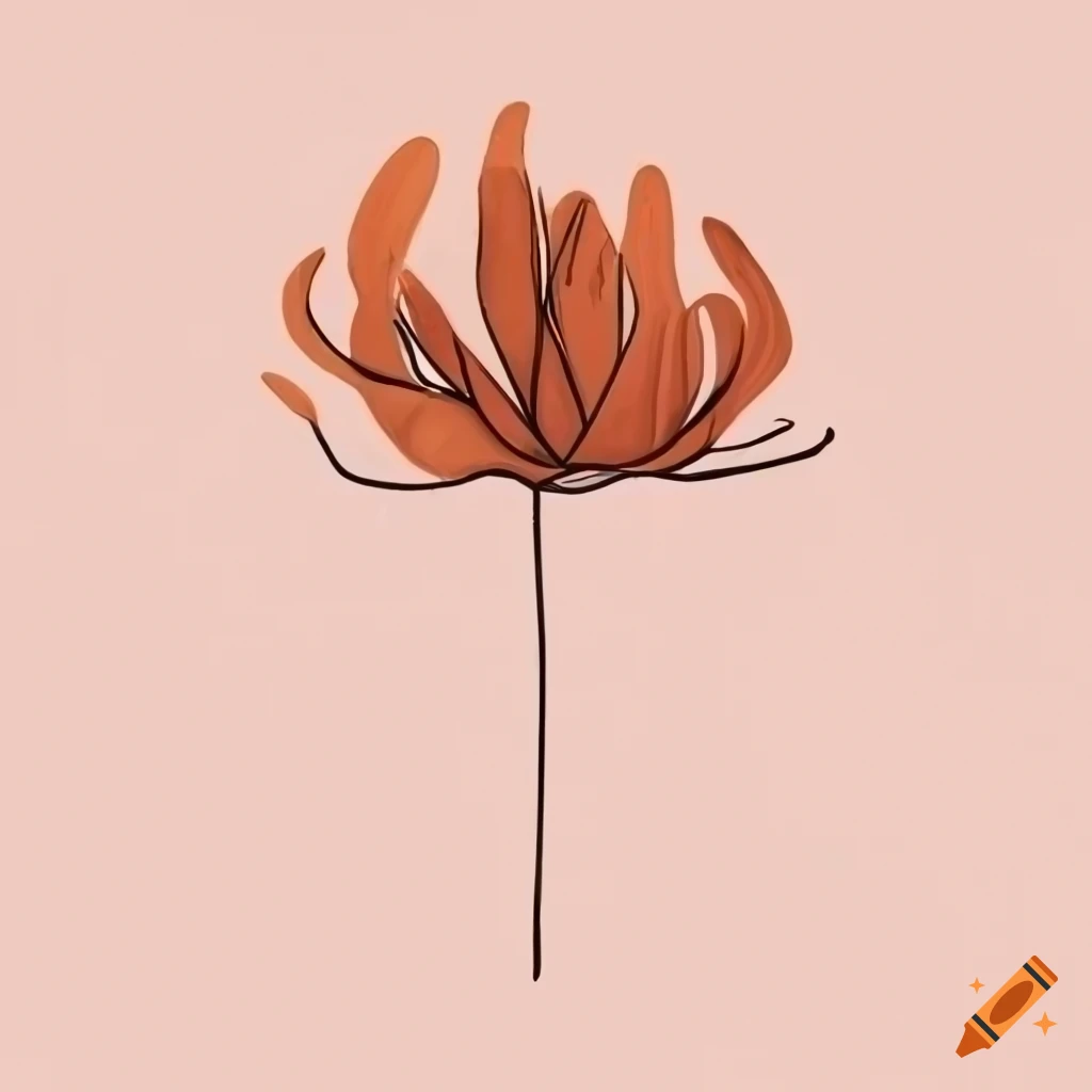 modern botanical line art flower