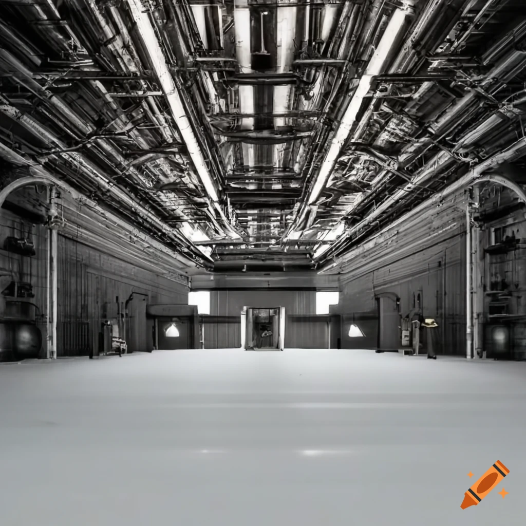 fighter jet inside an industrial hall