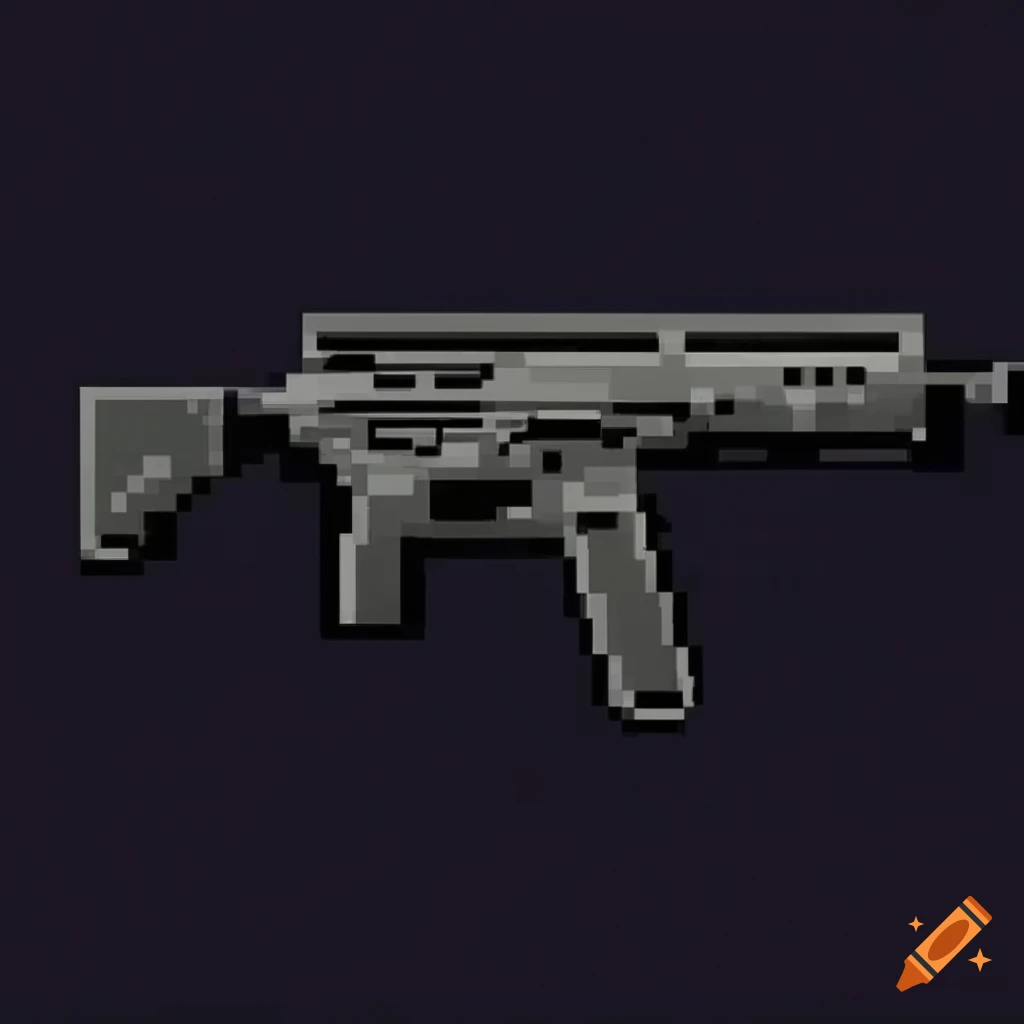 Retro pixel art of a rifle on craiyon