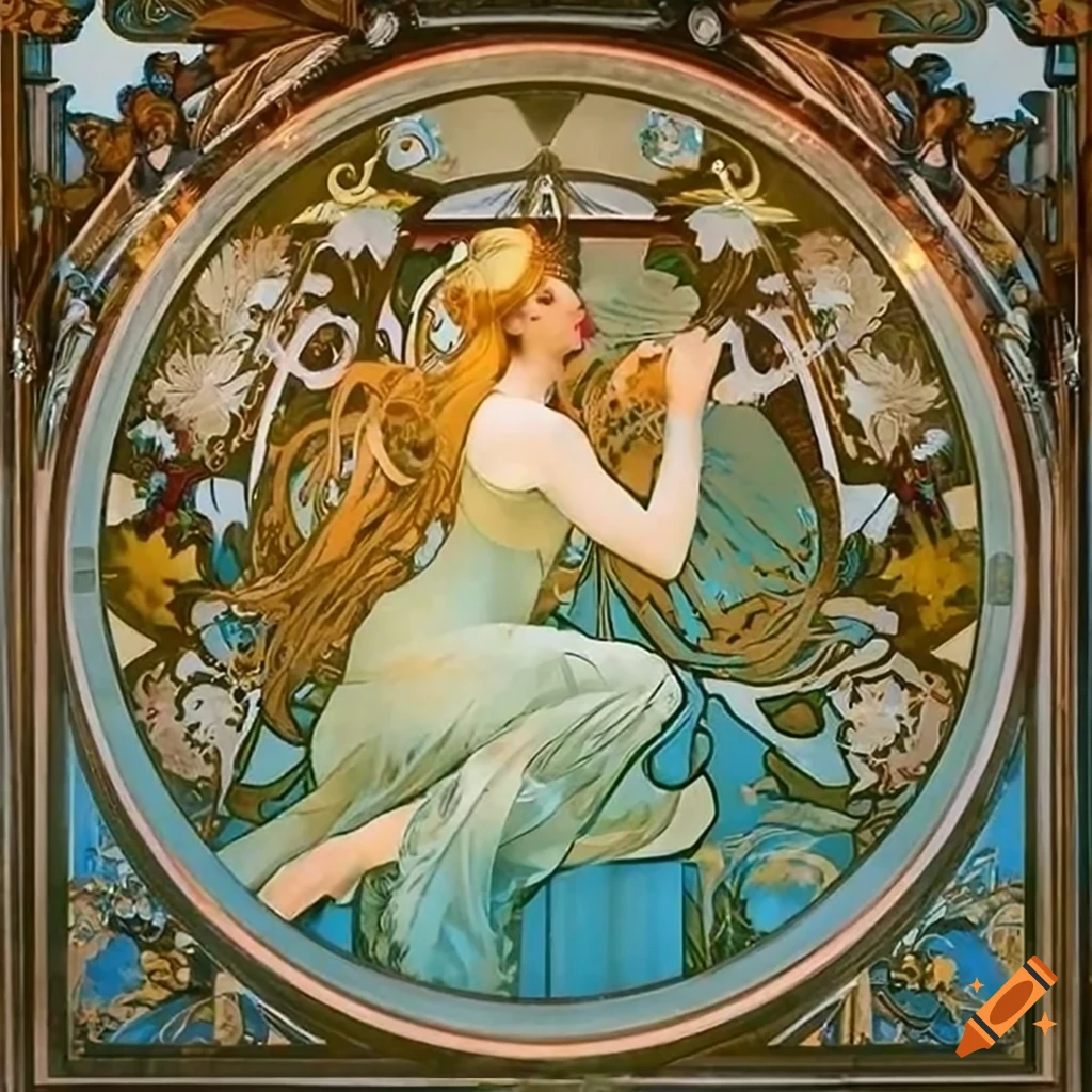 Stained glass window with two angel figures on Craiyon