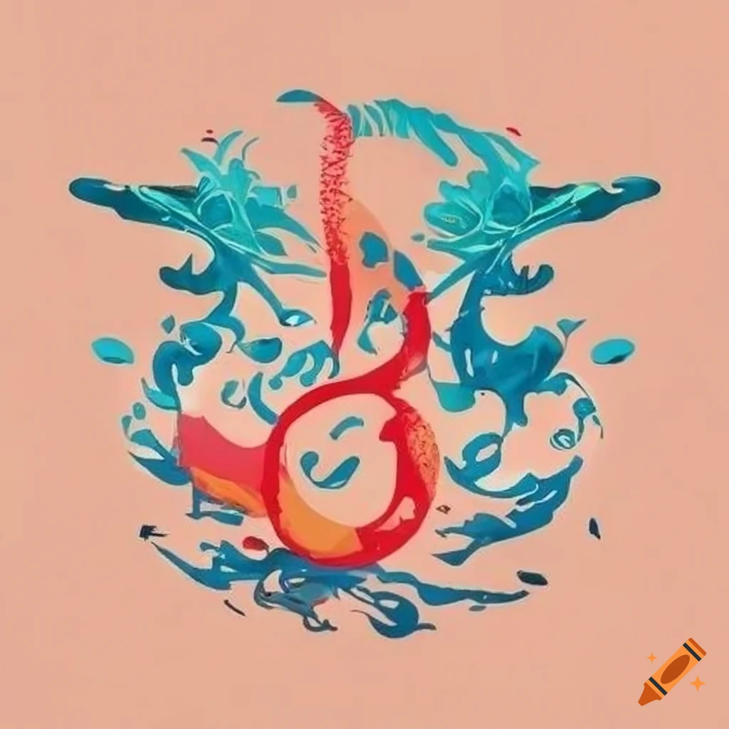 abstract design inspired by Japanese art and calligraphy