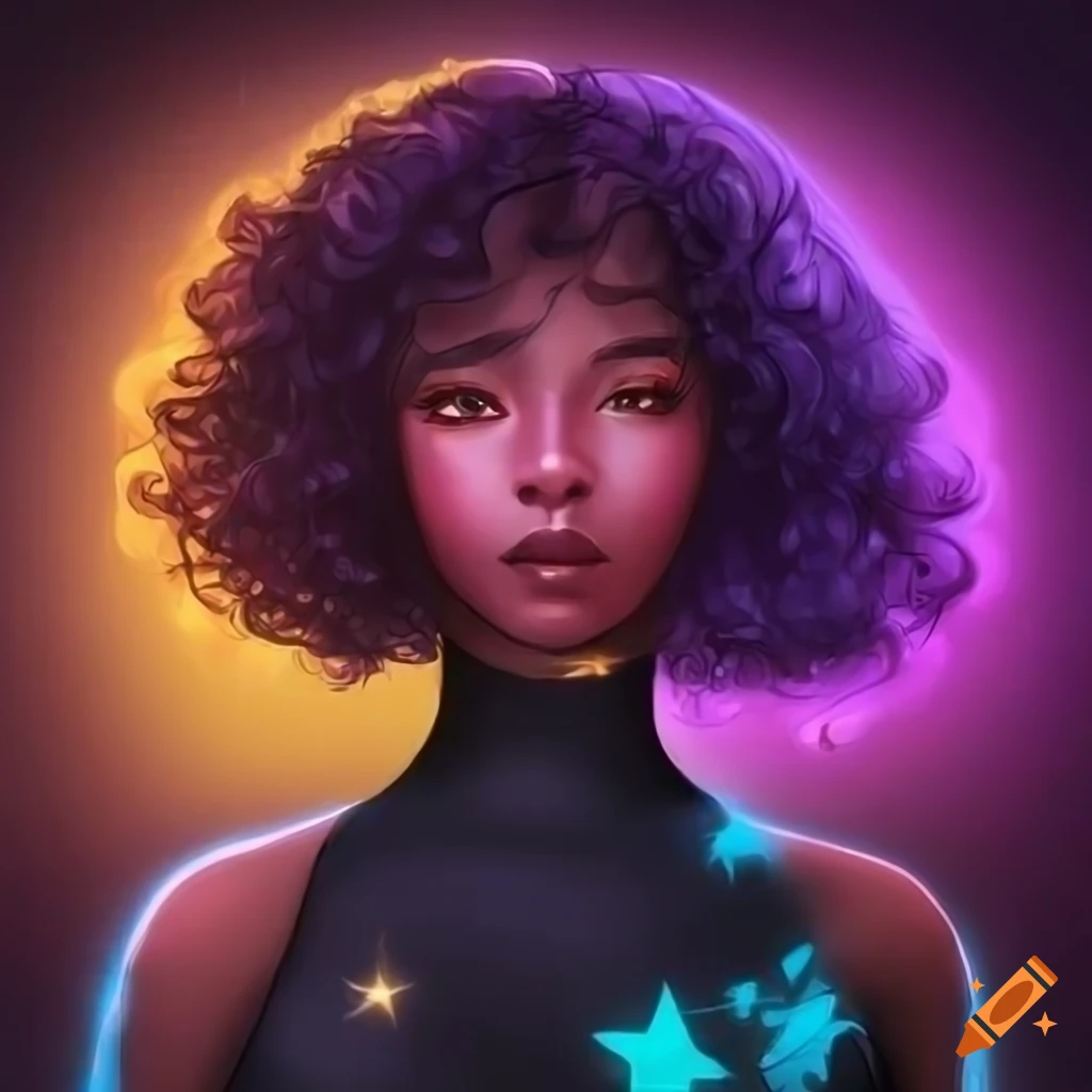 Illustration Of A Dark Skinned Female With Purple Hair And Lightning Powers On Craiyon 4341