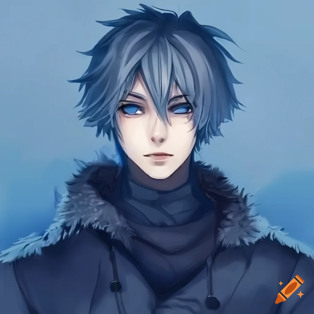 anime-style illustration of a male winter eladrin