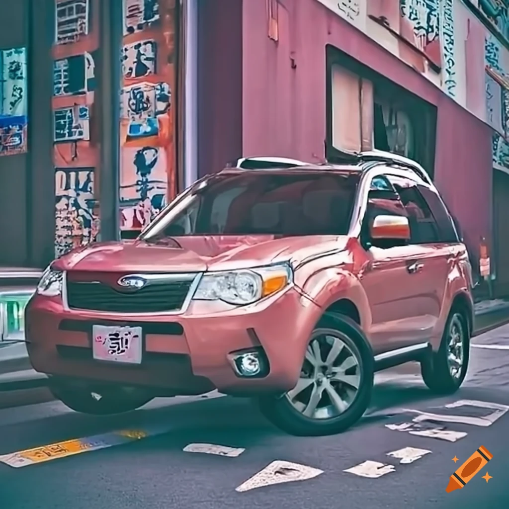 Subaru forester parked on a tokyo street on Craiyon