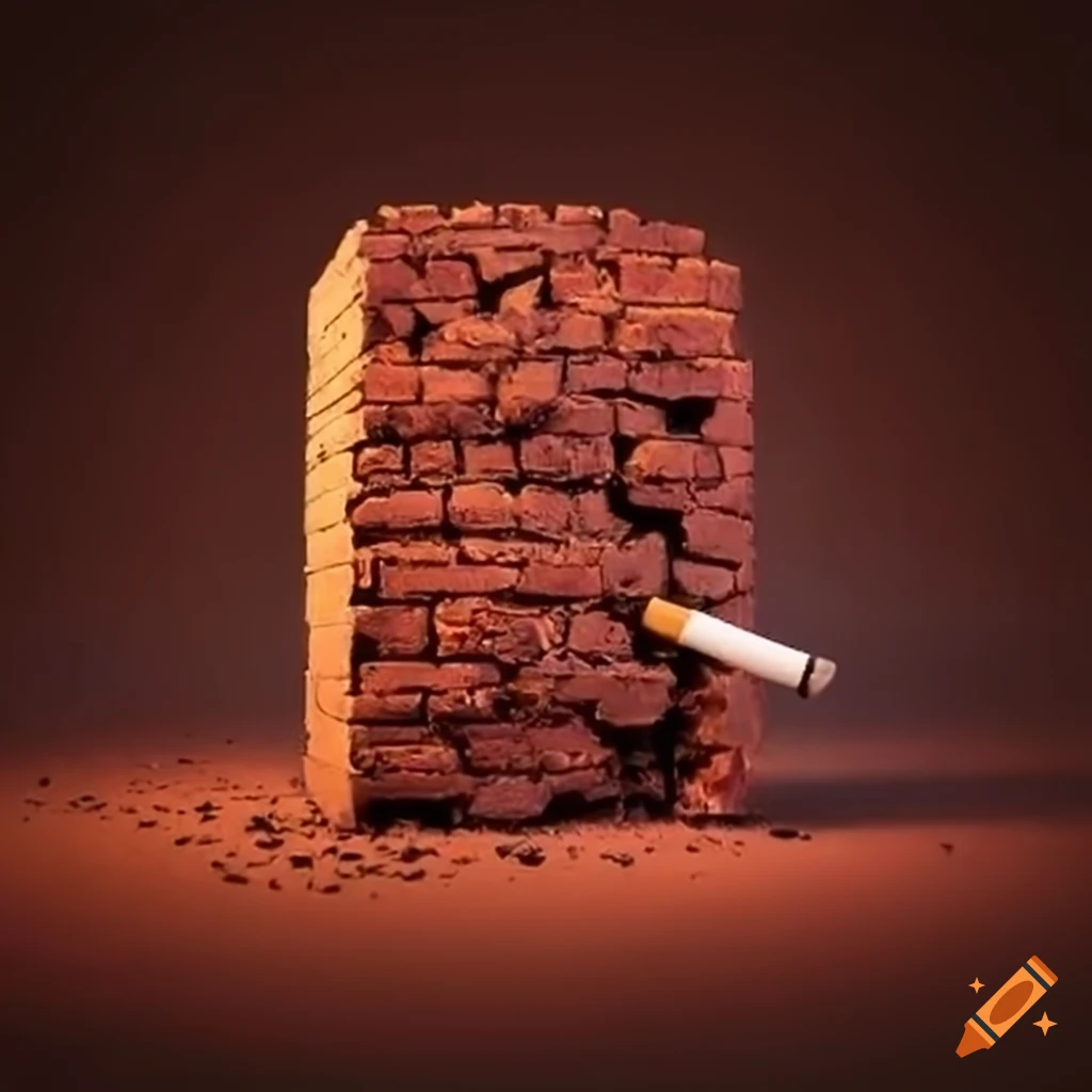 Artistic representation of a large cigarette on a brick on Craiyon