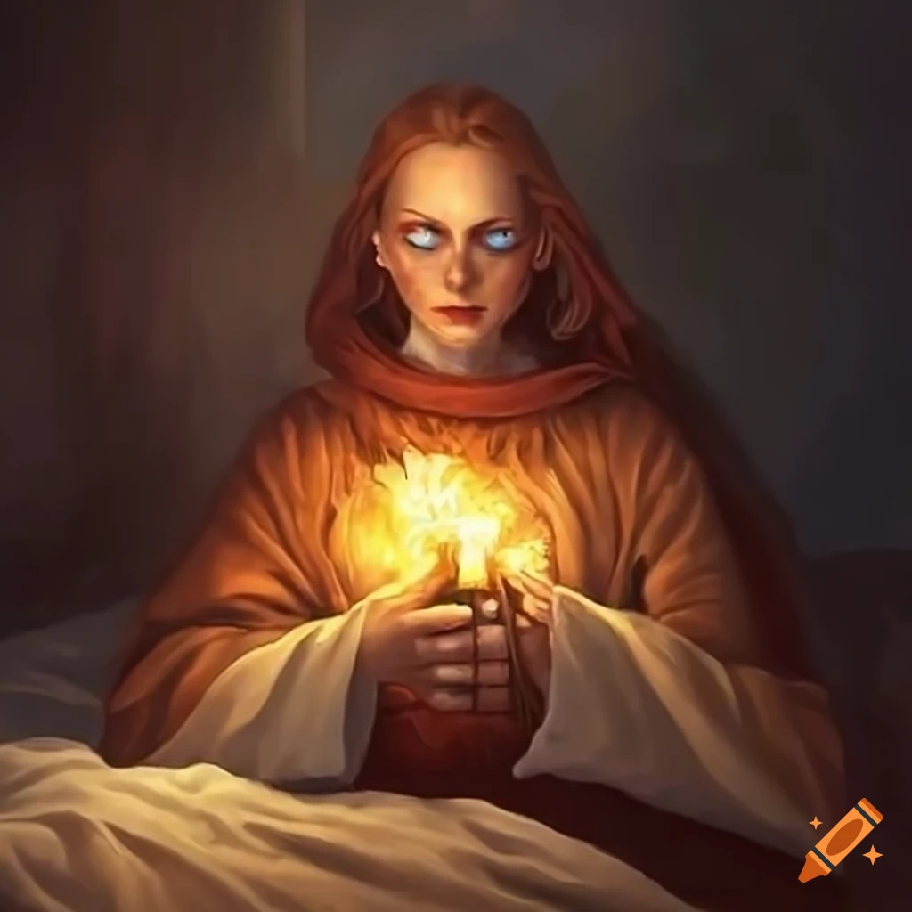 Oil painting of a priest performing a healing spell on Craiyon