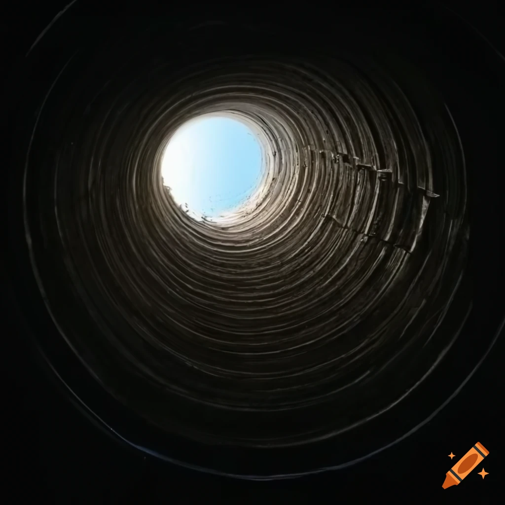 fisheye photo of a dark tunnel