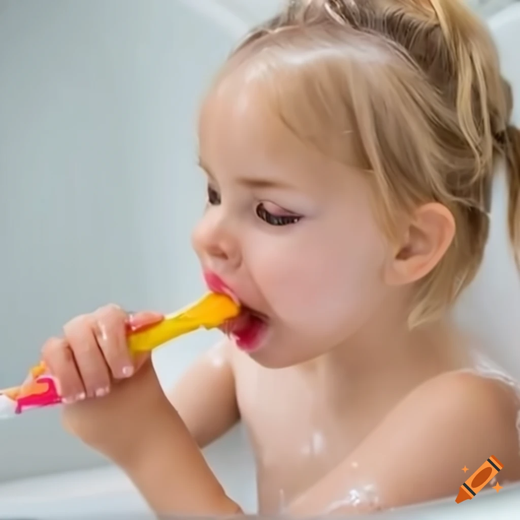 toddler girl enjoying a popsicle in the bath