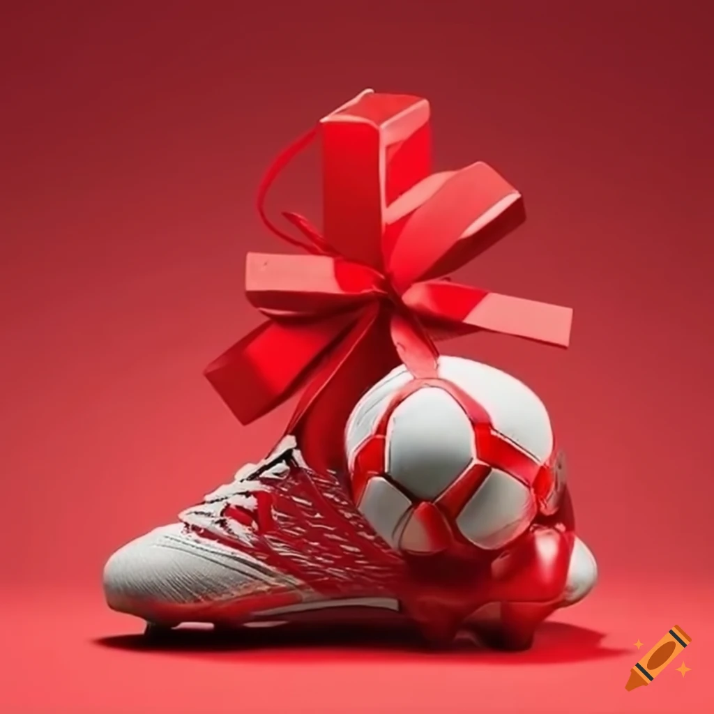red gift box with professional soccer cleats