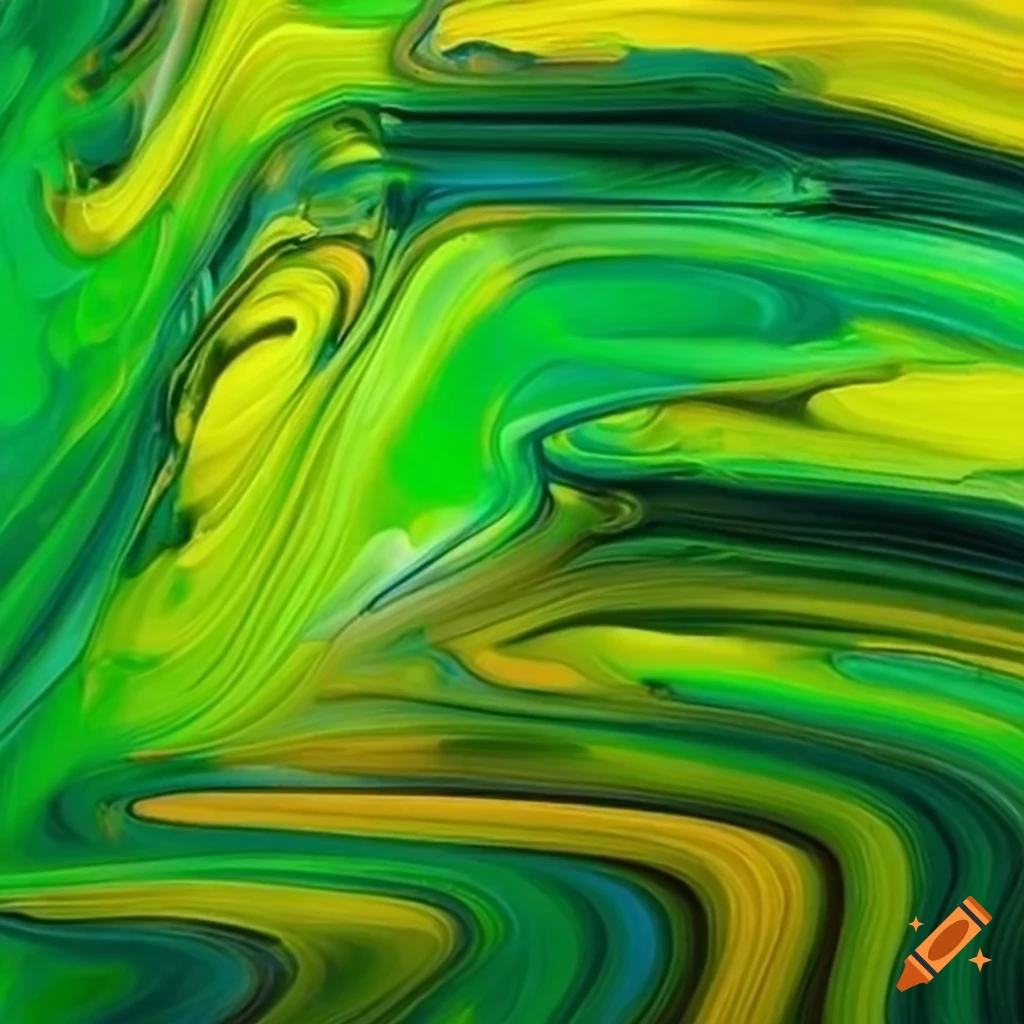 abstract painting with green and yellow colors