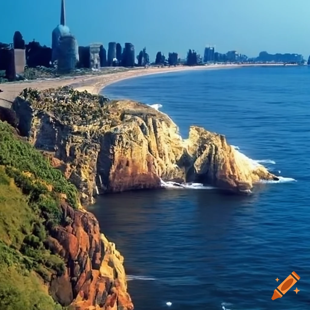 scenic view of a modern city's coastline