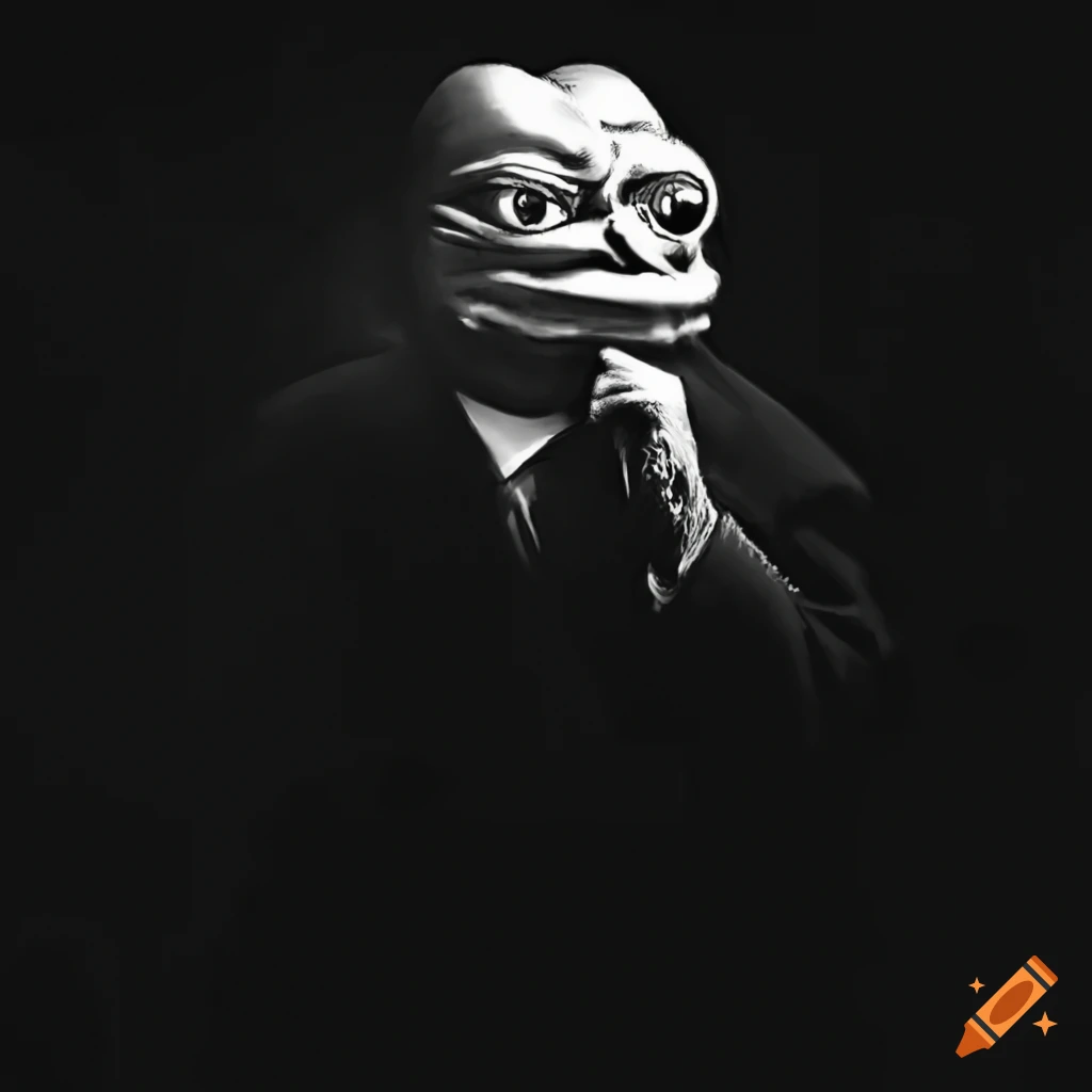 black and white detective pepe the frog artwork