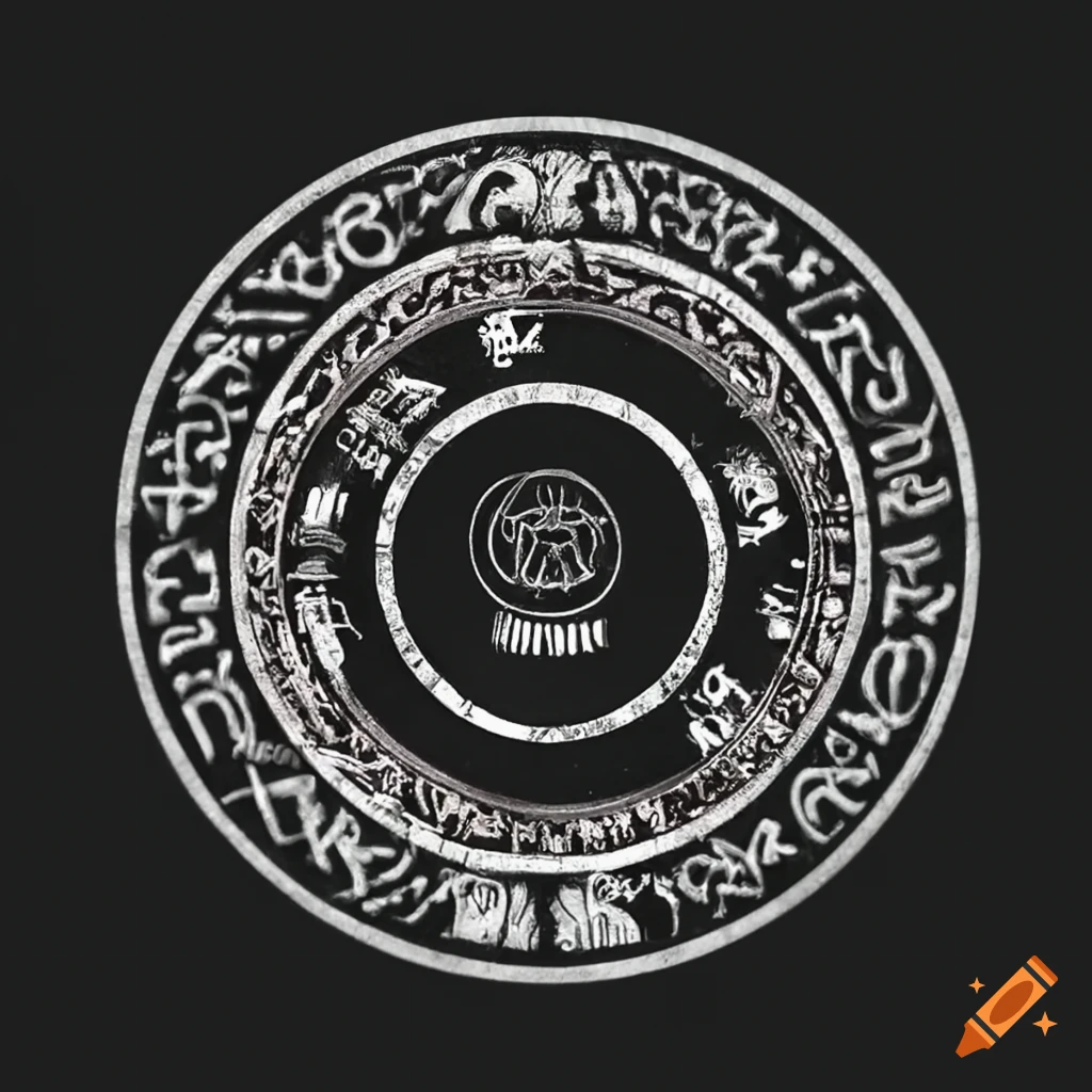 black and white image of a spellcasting arsenal circle