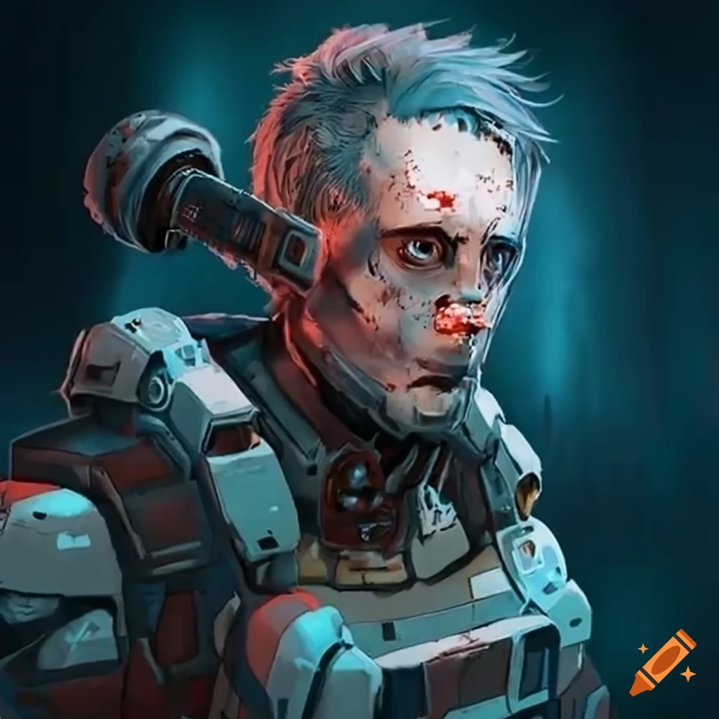 dirty-faced mecha engineer in his 30s