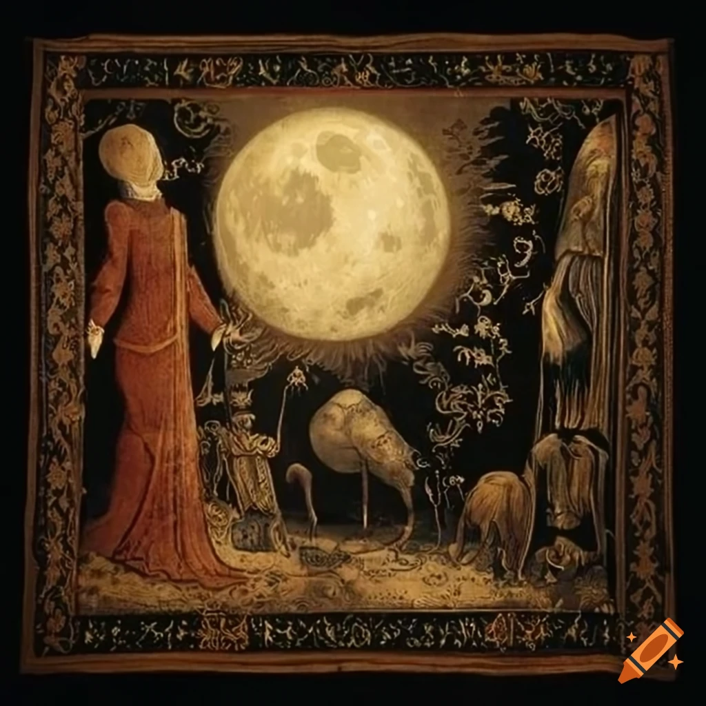medieval tapestry depicting the moon