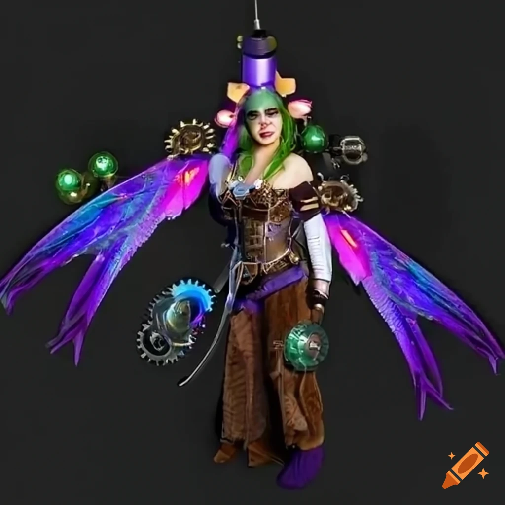 Lady Palutena's steampunk laboratory with green-haired queen
