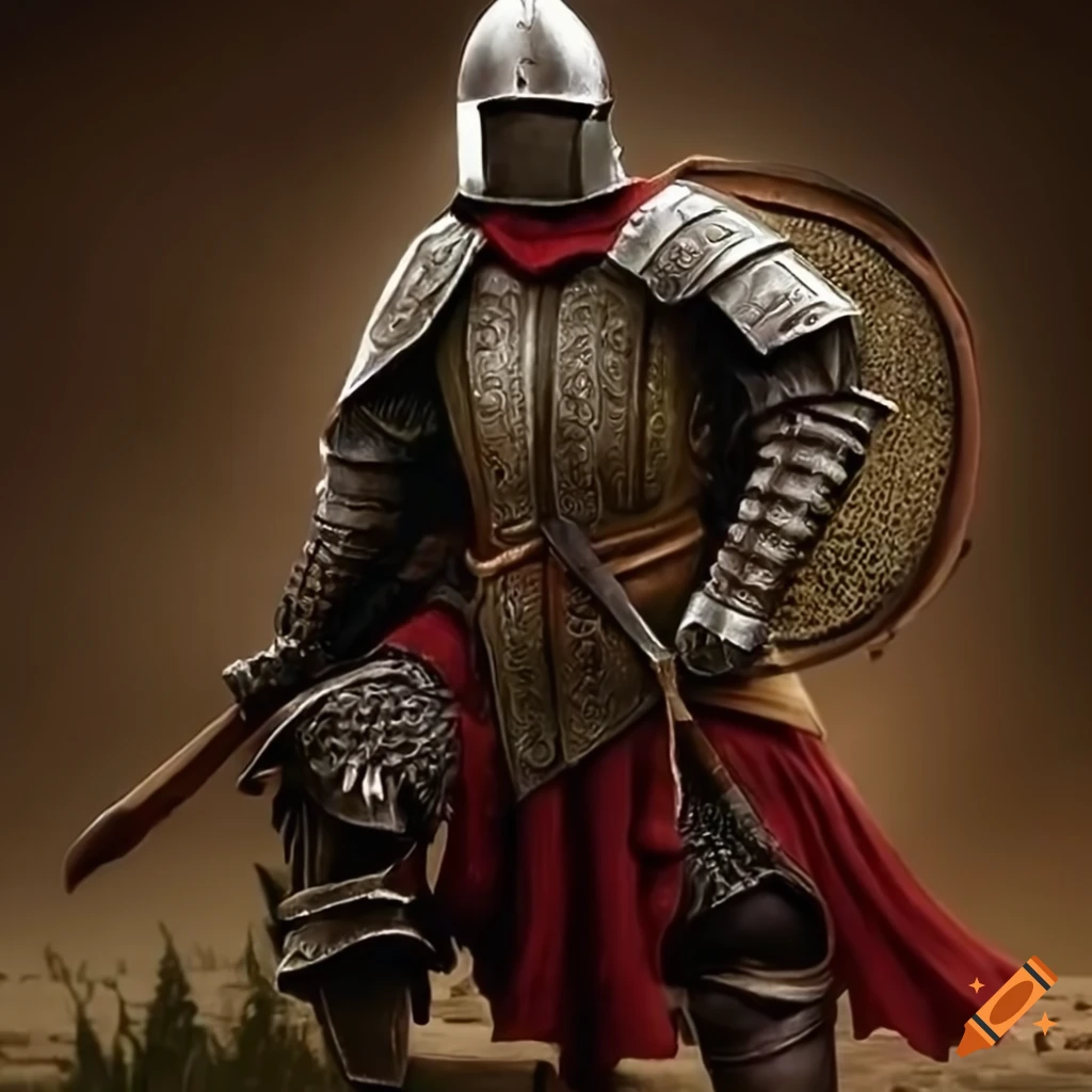 image of a warrior wearing a sallet helmet