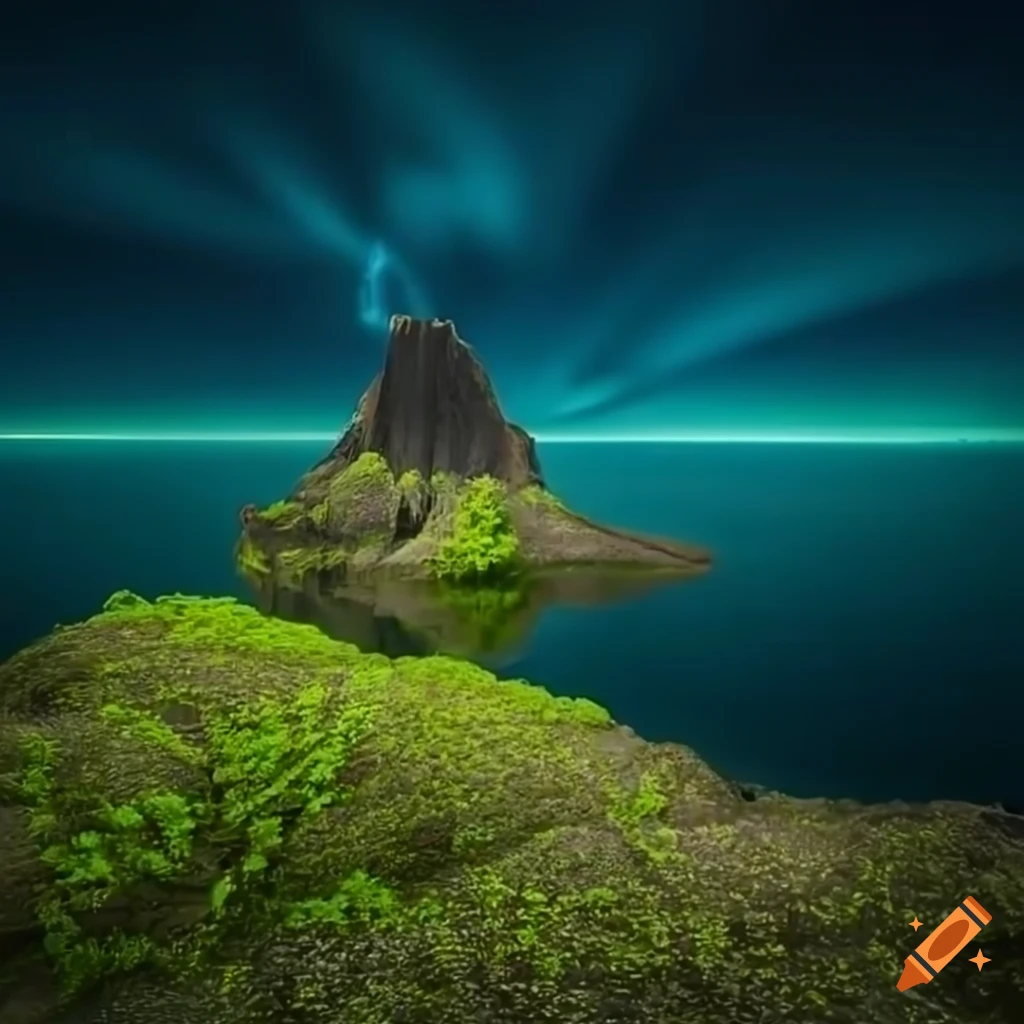 surreal floating islands with glowing flora