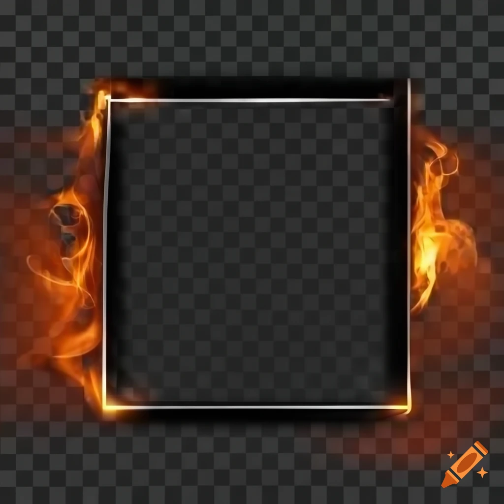 graphic design of a black frame with lighting and fire