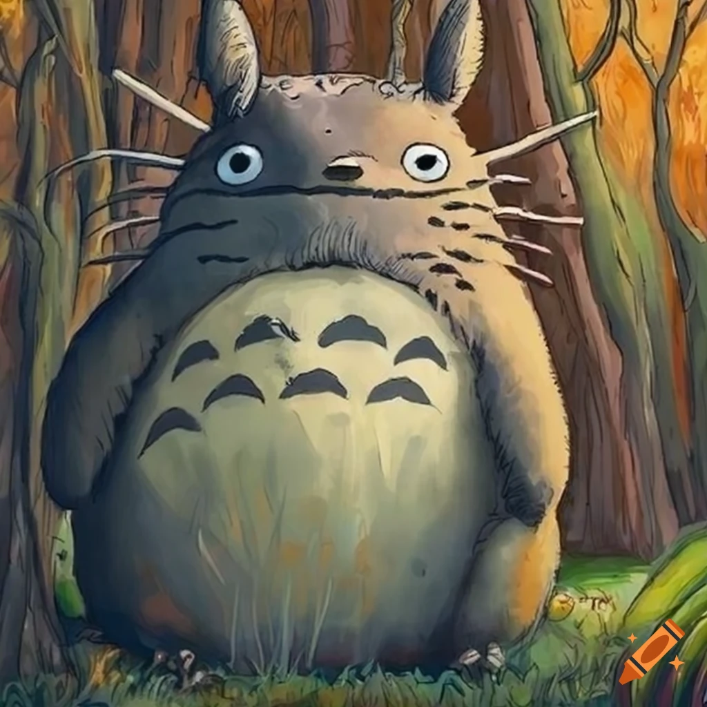 Totoro in comic style shedding tears