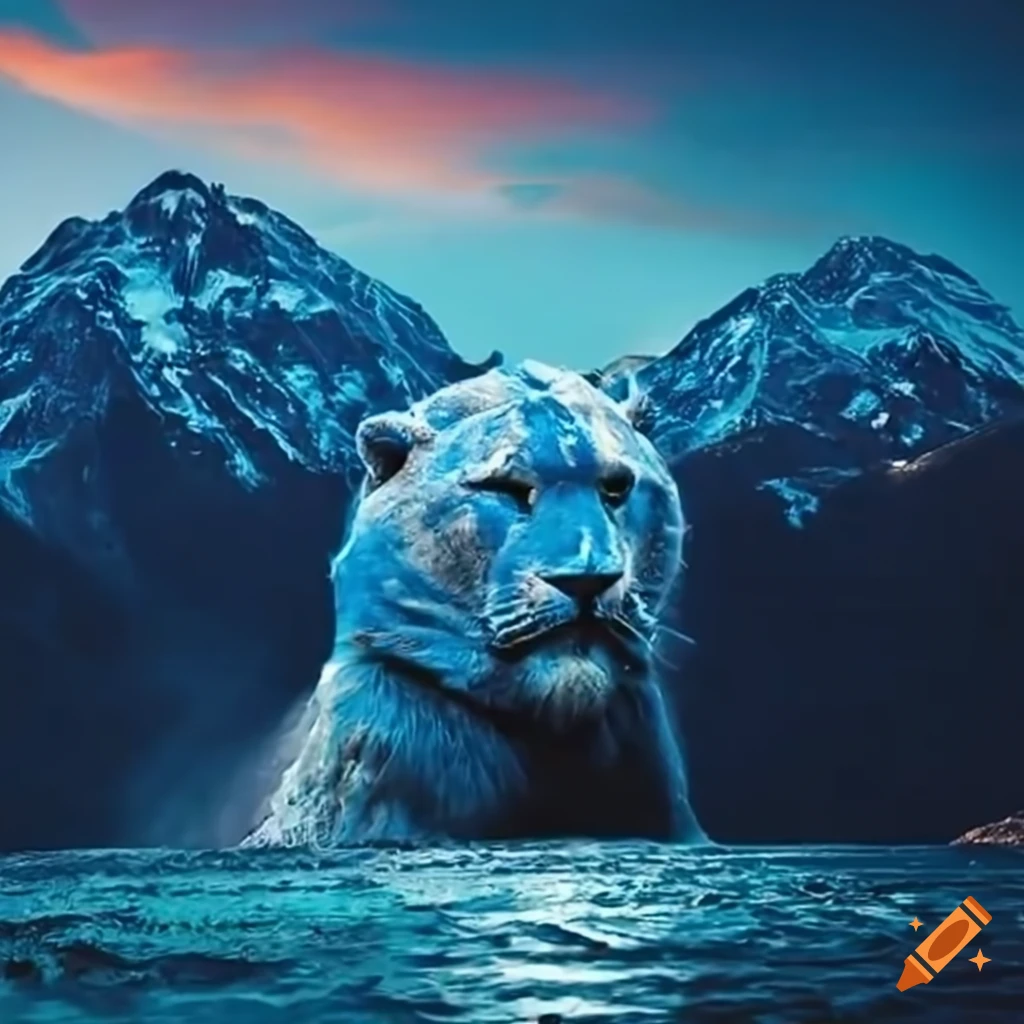 Detroit Lions football team logo with volcano backdrop