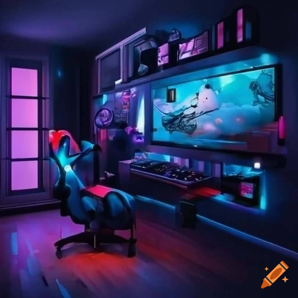 Image of a person gaming in a stylish gaming room on Craiyon