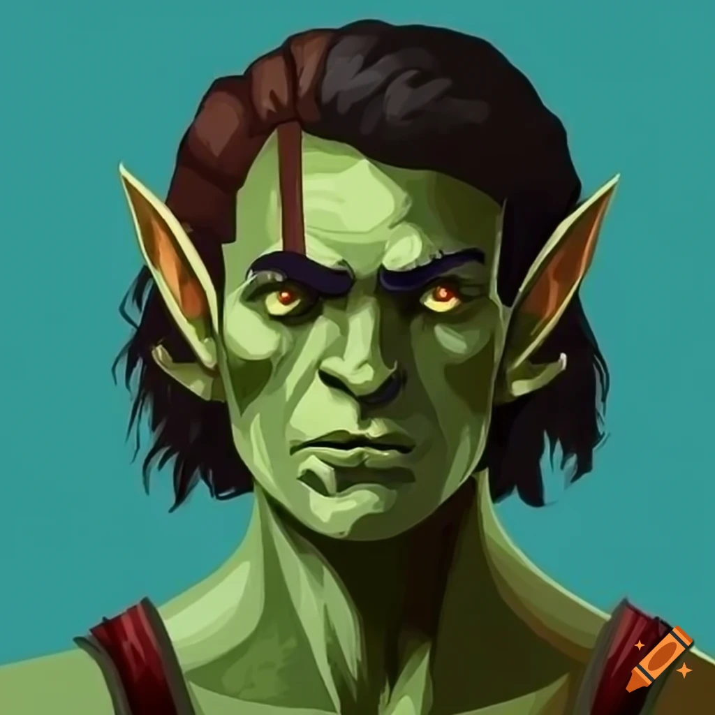 Portrait Of A Handsome Half Orc On Craiyon