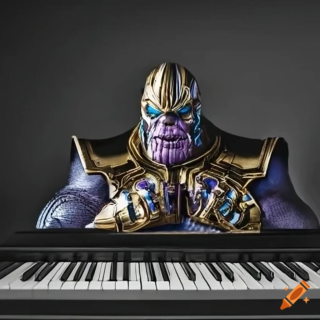 Thanos playing the piano on Craiyon