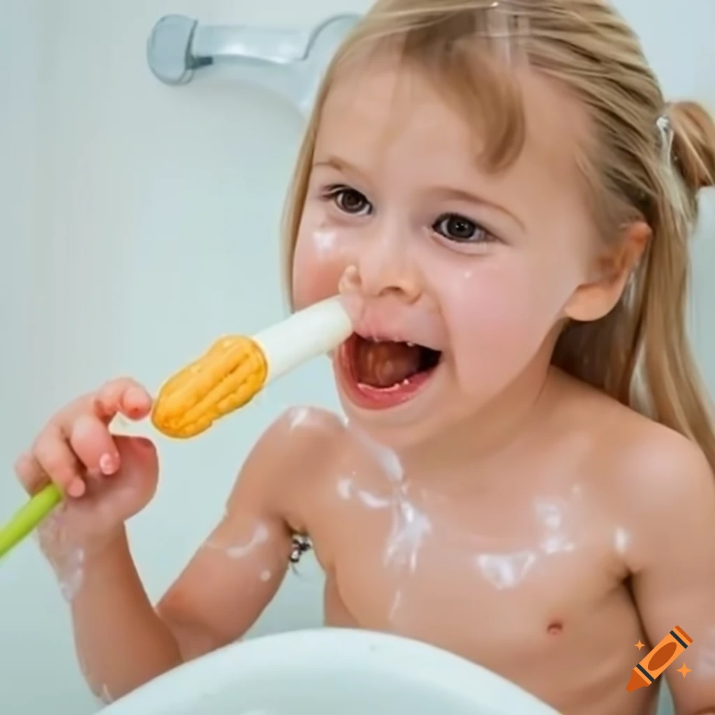 toddler girl enjoying a white popcicle in bath