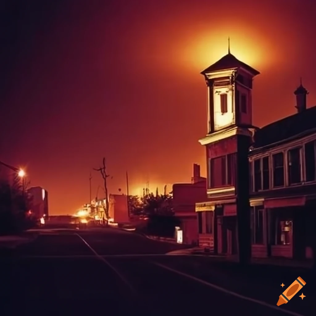 Nightmarish atmosphere of a small town in the 1980's