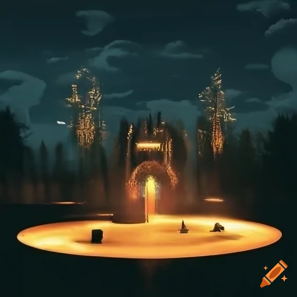surrealist urban park with magical elements