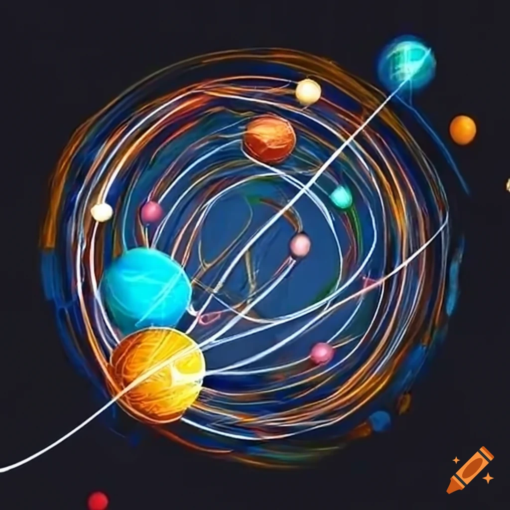 kinetic style depiction of the solar system
