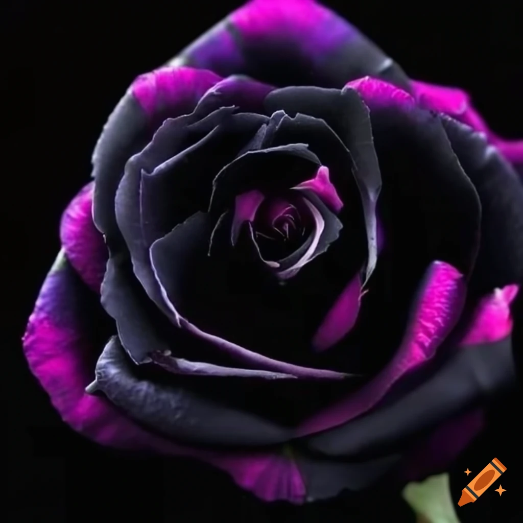 Beautiful black rose with vibrant colors on Craiyon