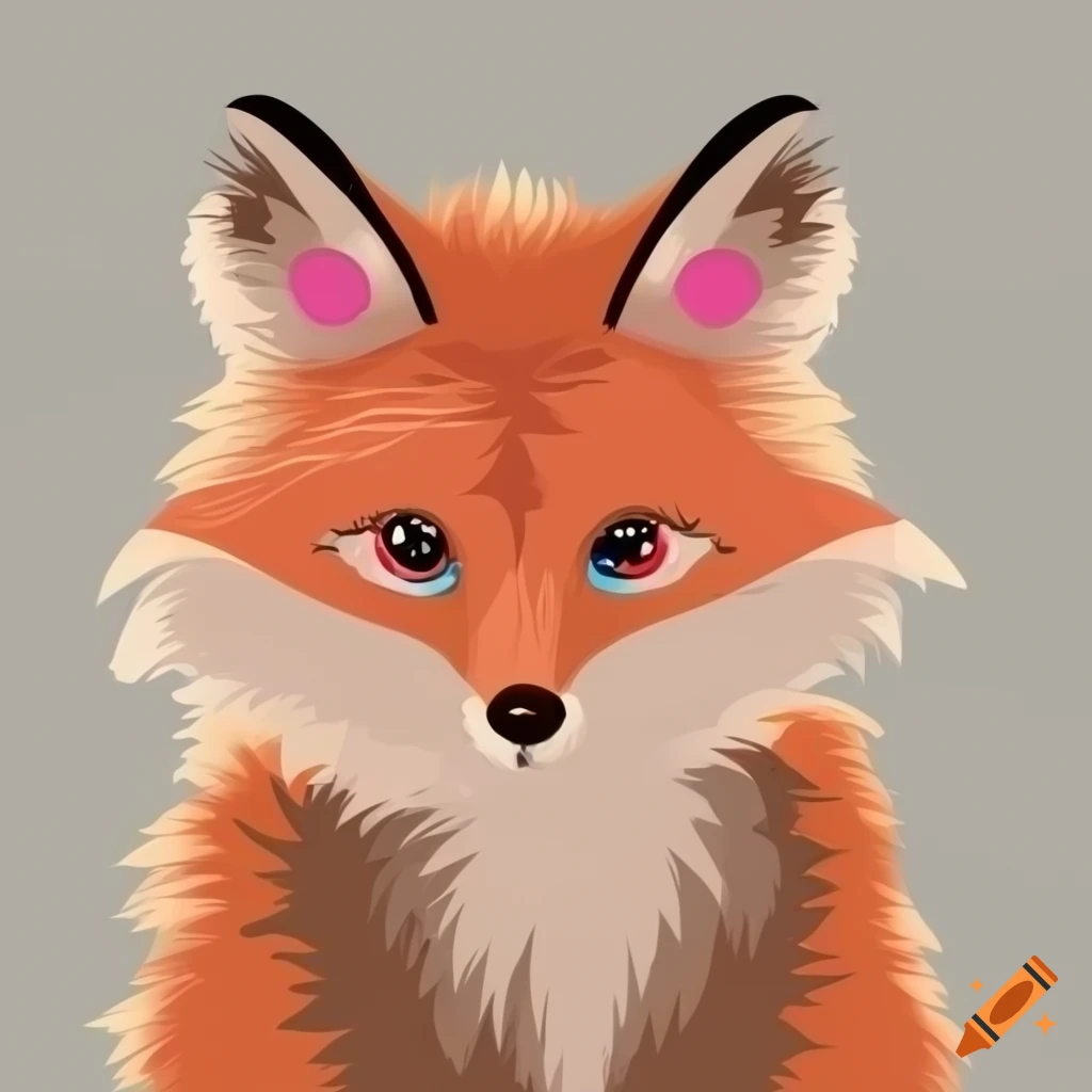 vector illustration of a cute fox with fluffy fur