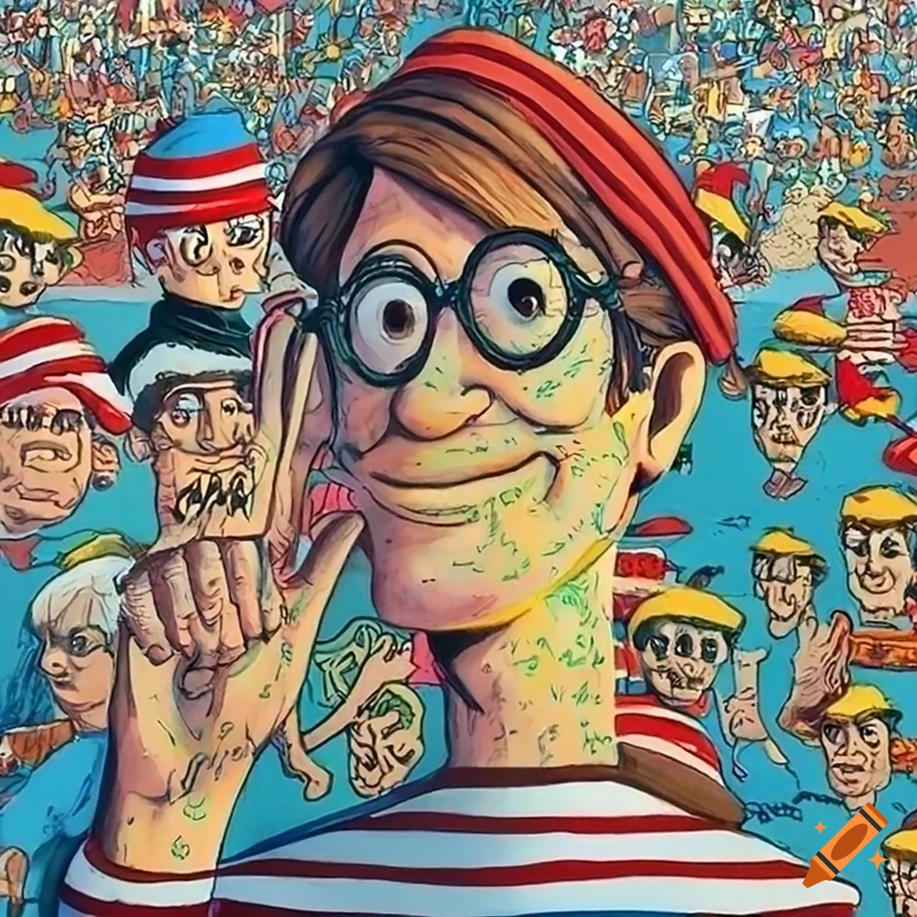 Energetic Crowd Scene With Vibrant Colors And Cartoon Characters 