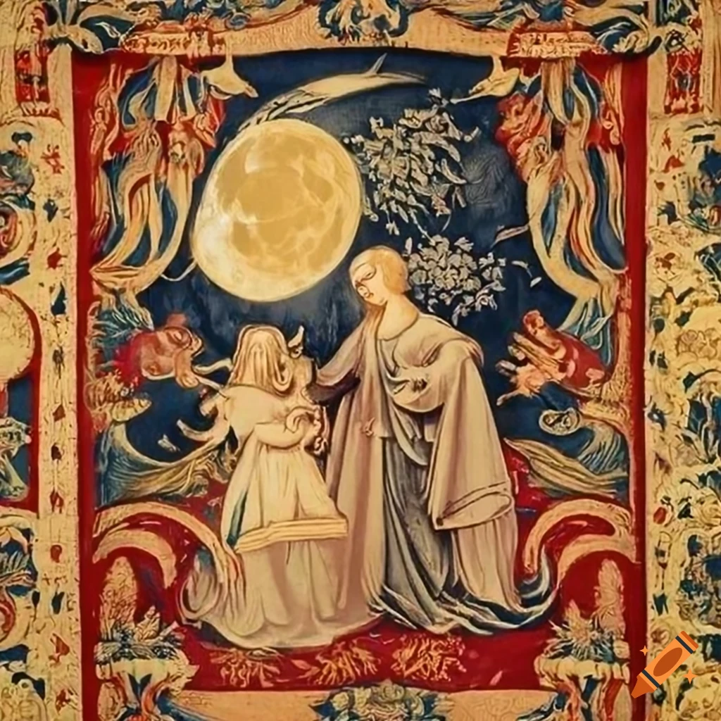 medieval tapestry with moon
