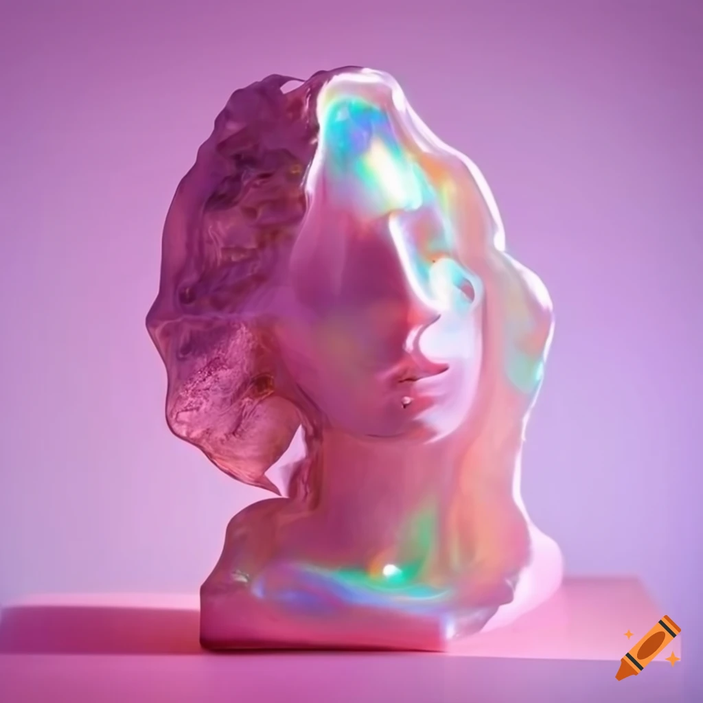 pink-lit Rodin sculpture in reflective lake