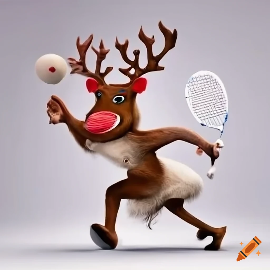 reindeer playing tennis