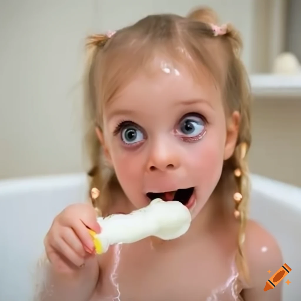 surprised toddler girl eating a popsicle