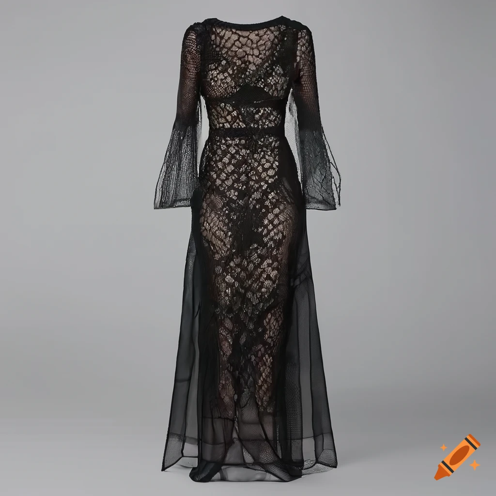 black dress with snake print lace