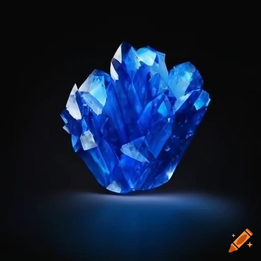 Blue crystal stone on black background on Craiyon