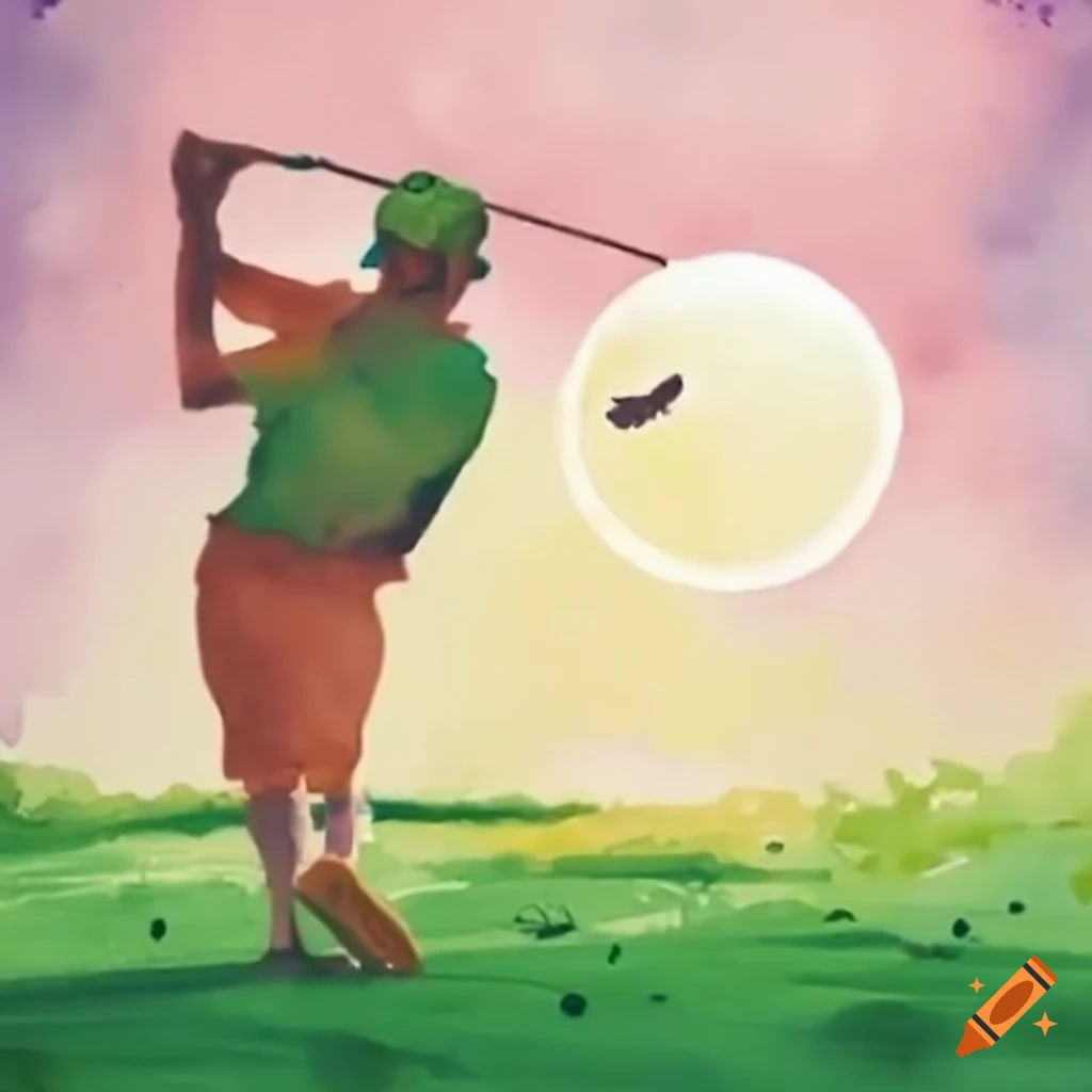 Golfer swinging on a golf course