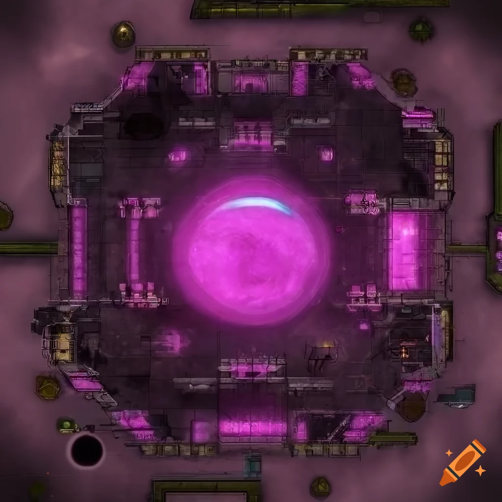 Dark space battlemap with purple lighting