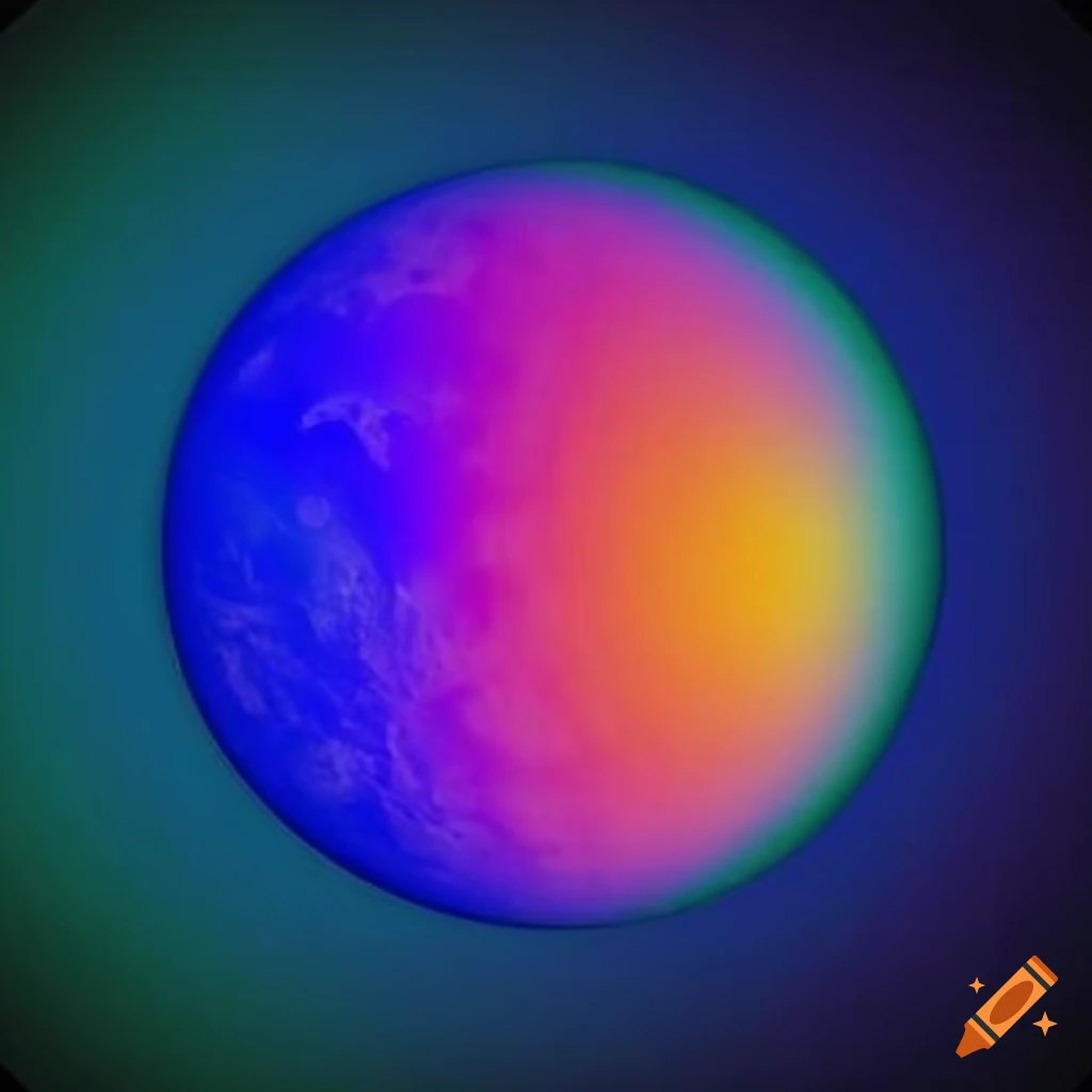vibrant tessellated artwork with a white and blue planet