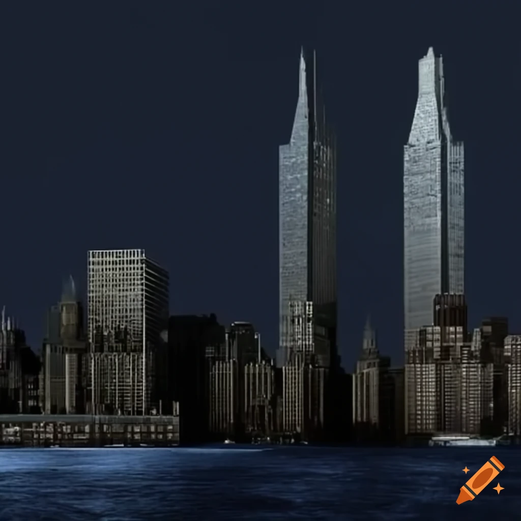 CGI representation of the twin towers in lower Manhattan