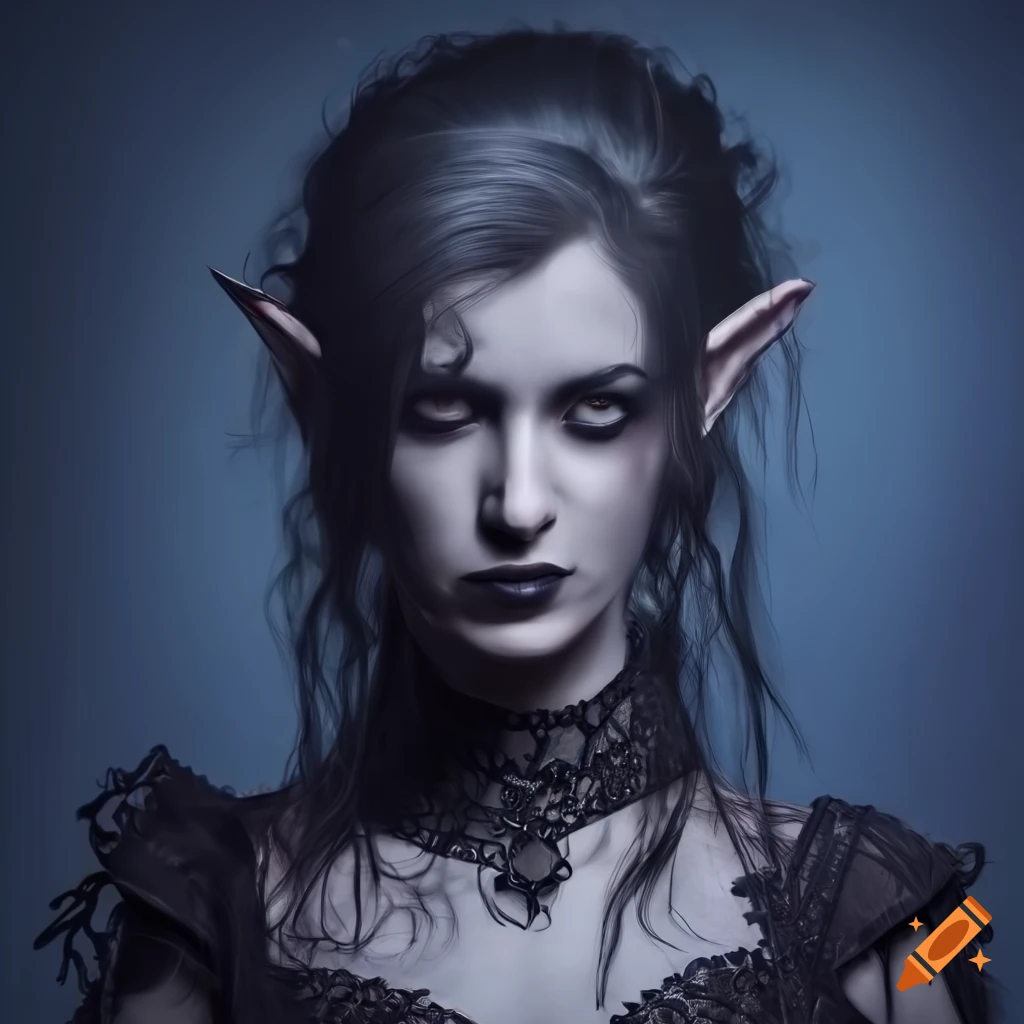 portrait of a dark elf warrior in noir style